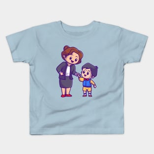 Cute Mother With Son Cartoon Kids T-Shirt